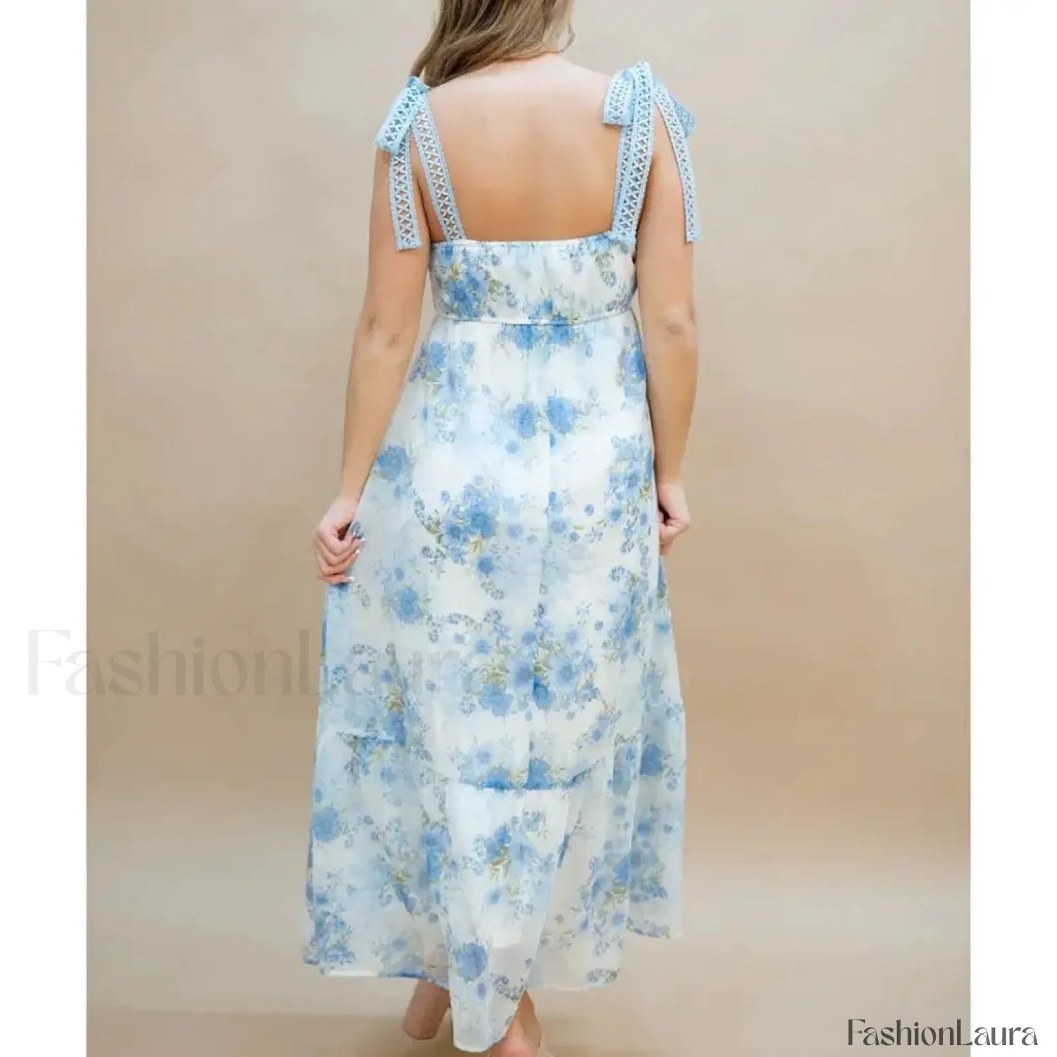 Hollow-Out Square-Neck Midi Dress