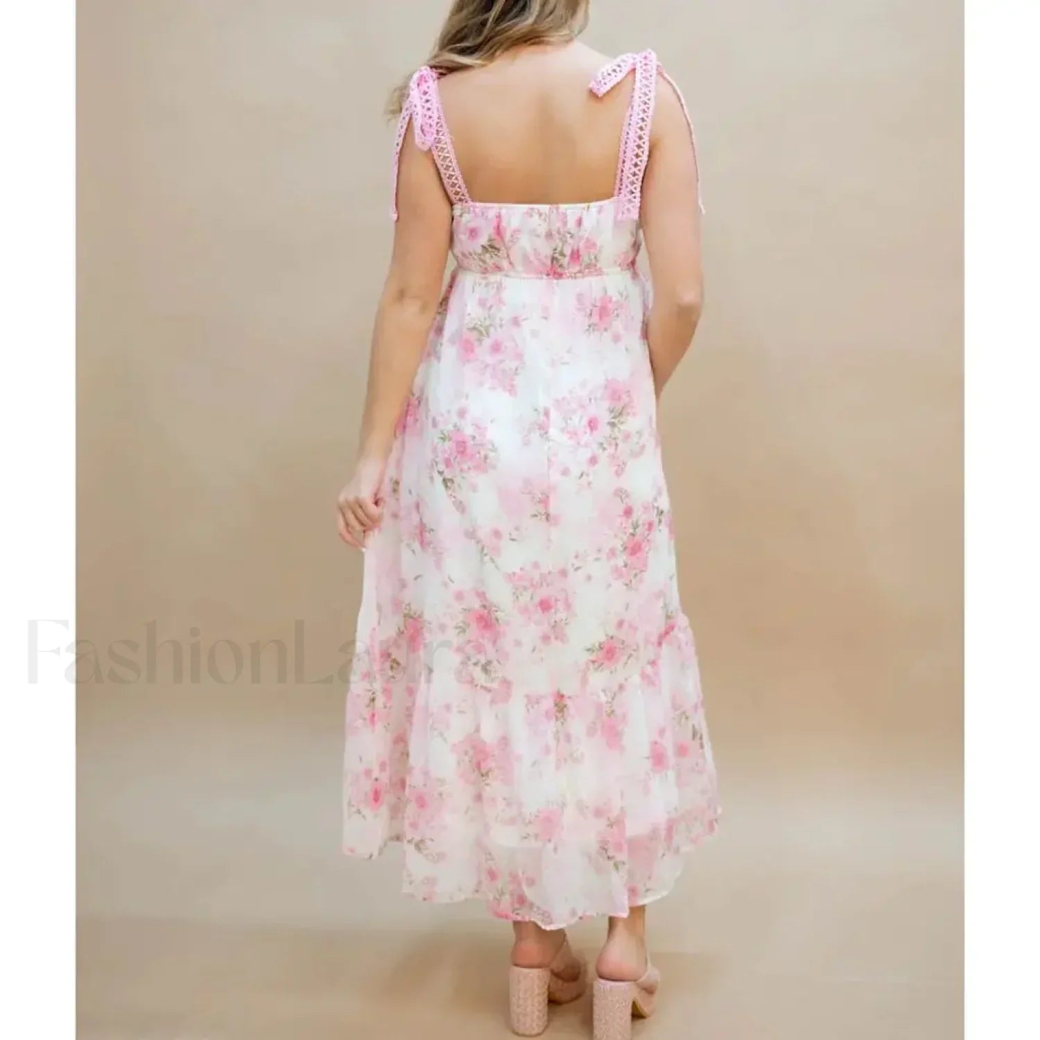 Hollow-Out Square-Neck Midi Dress