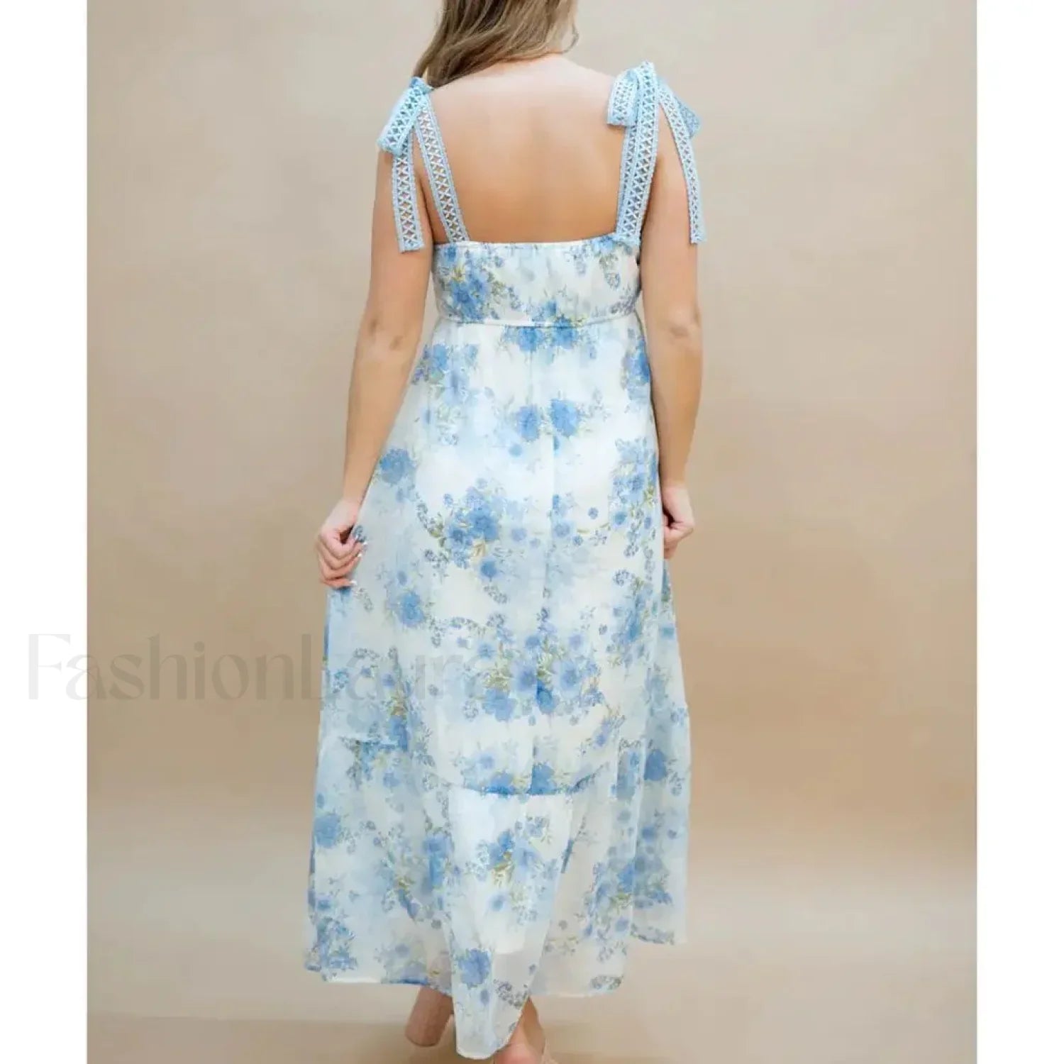 Hollow-Out Square-Neck Midi Dress