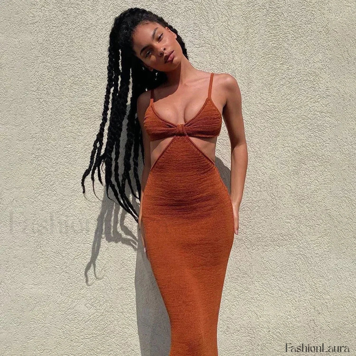 Hollow Wrapped High Waist Maxi Dress