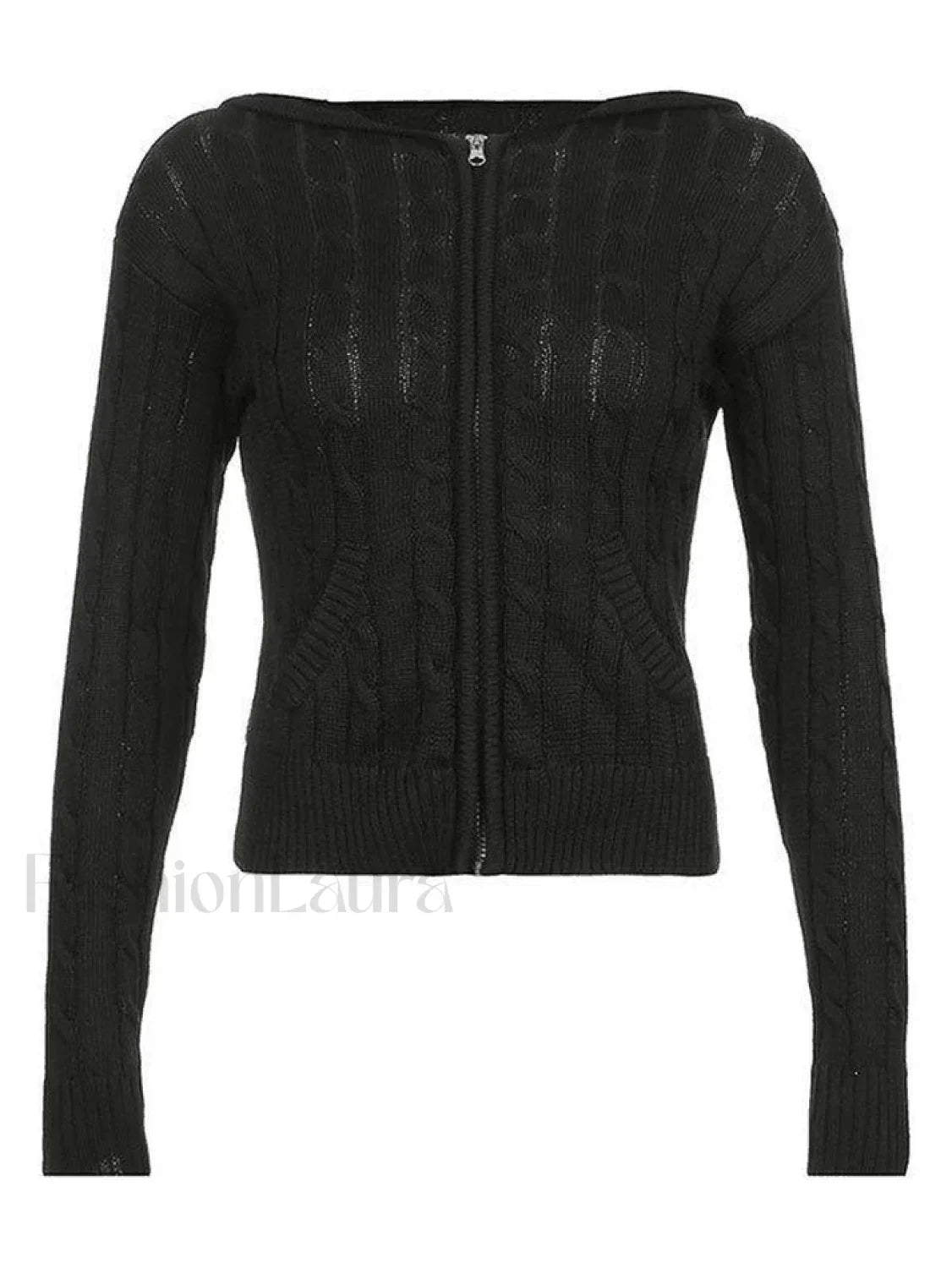 Hooded Cable Knit Cardigan