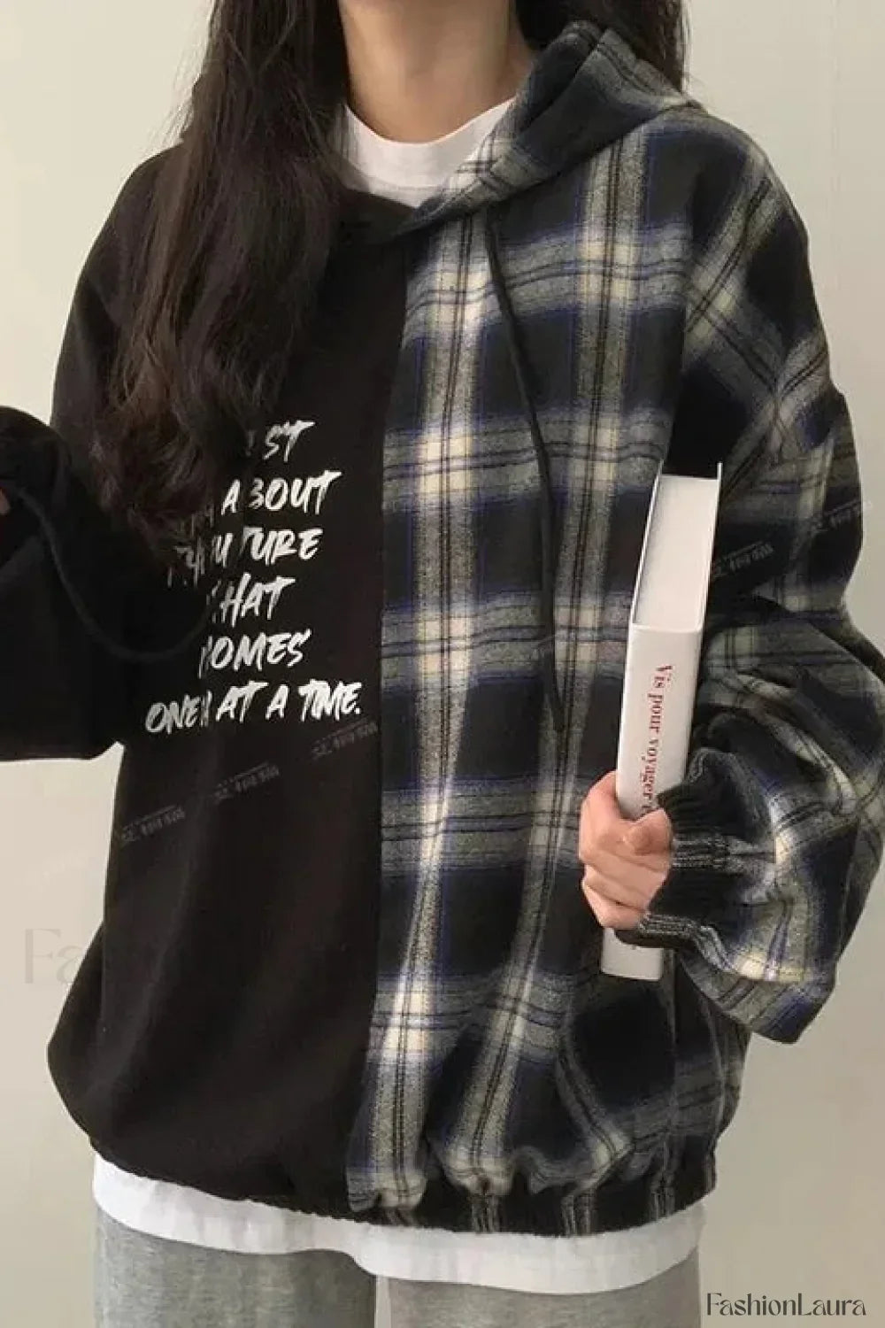 Hooded Patchwork Plush Plus Size Hoodie