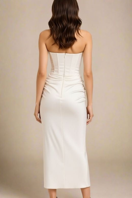 Hope Bodycon Wrap Maxi Dress - White Pearl
