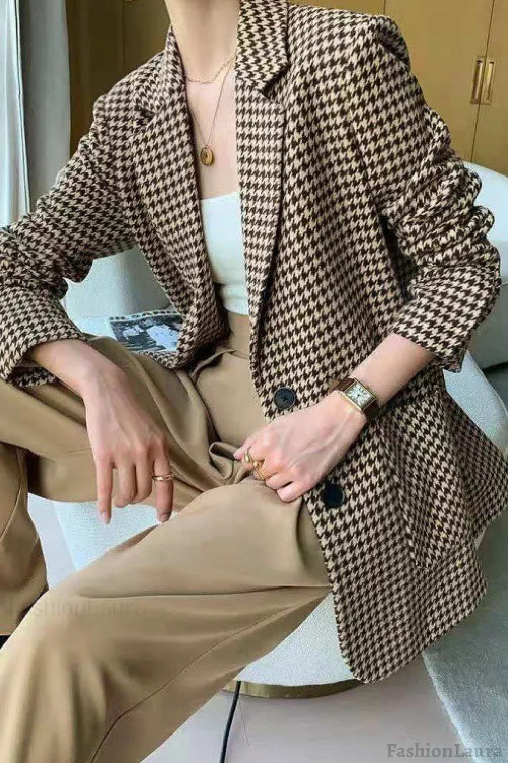 Houndstooth Wool Blazer
