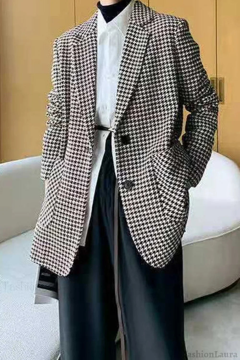 Houndstooth Wool Blazer