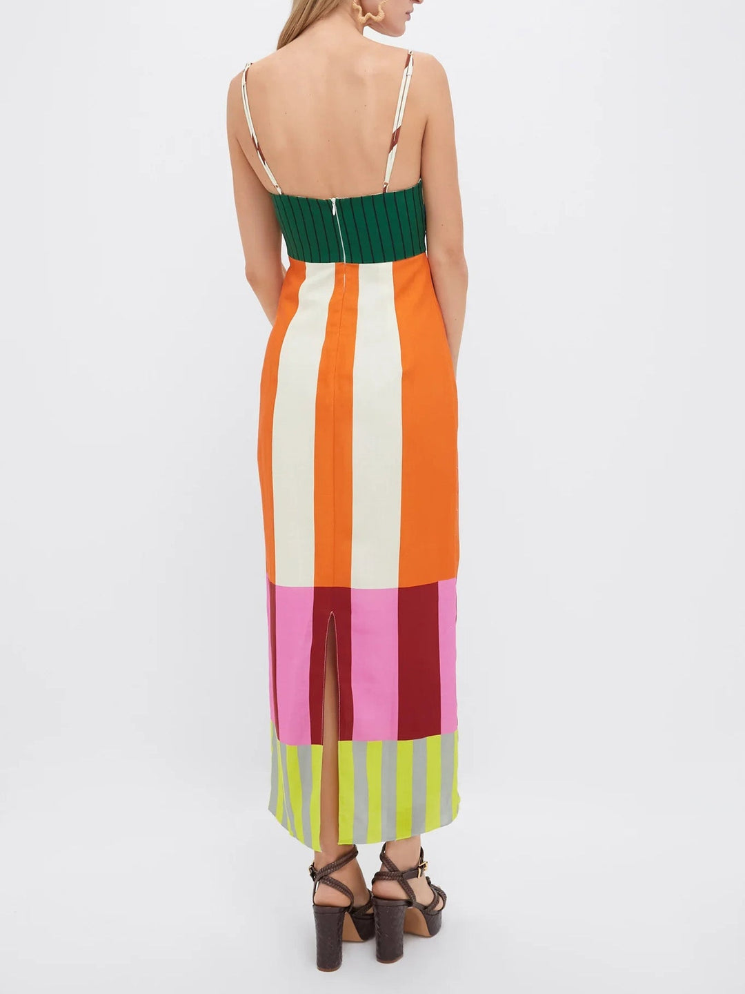 Striped Spaghetti Strap Column Maxi Dress