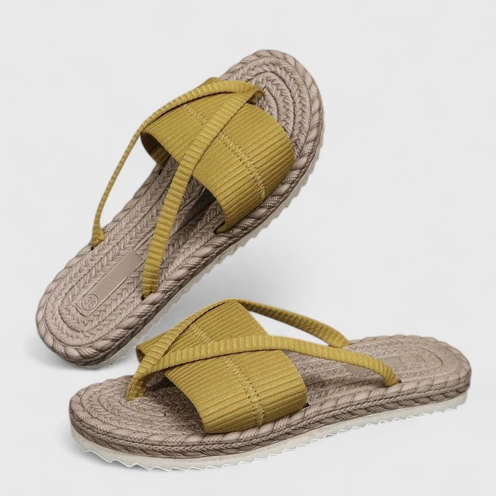 Cross Strap Jute Sole Slide Sandals
