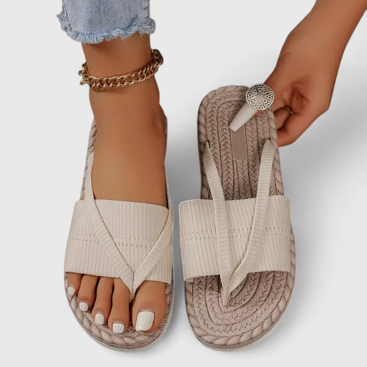 Cross Strap Jute Sole Slide Sandals