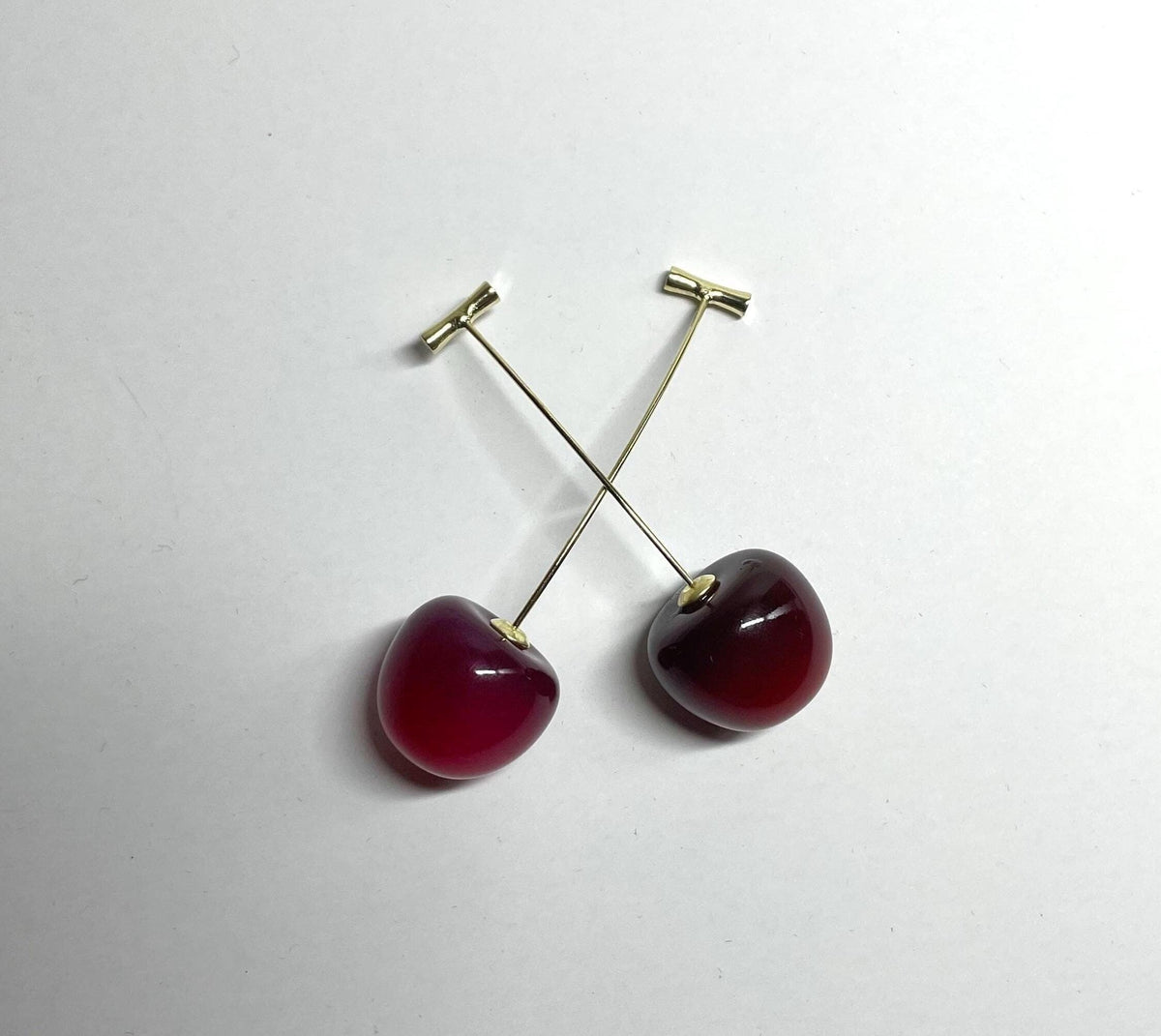 Cherry Drop Long Stem Dangle Earrings