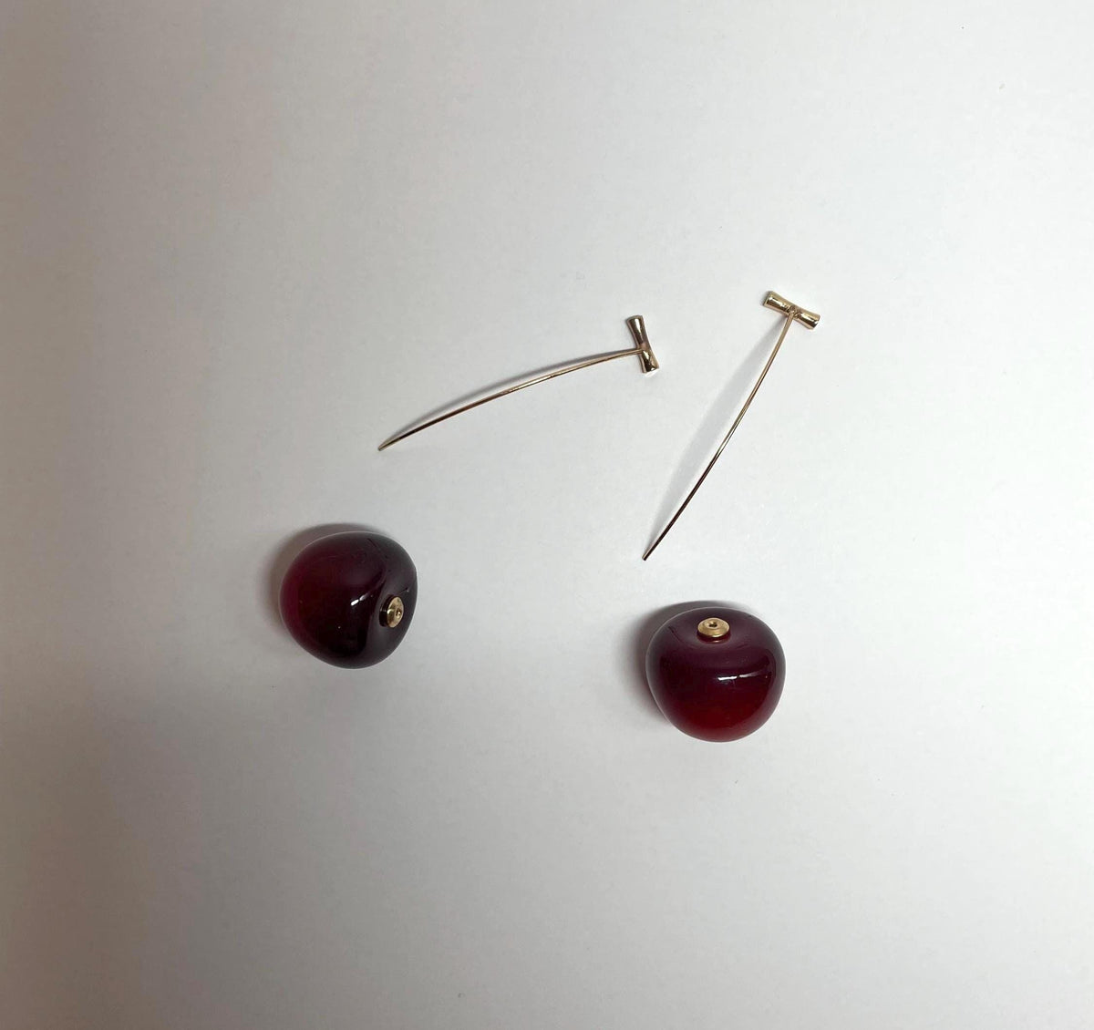 Cherry Drop Long Stem Dangle Earrings