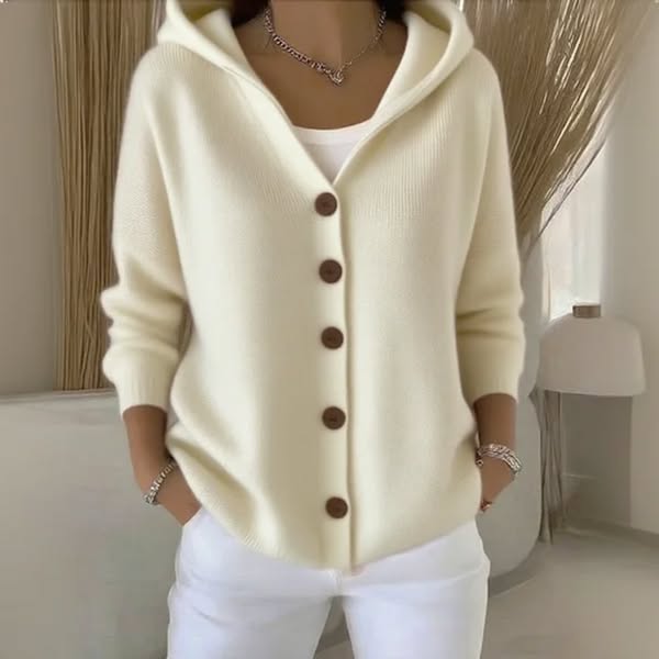 Hooded Button Front Knit Cardigan
