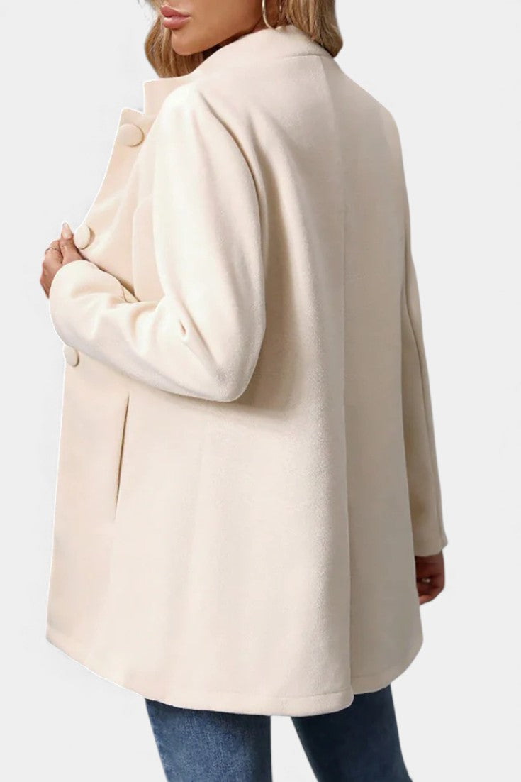 Stand Collar Button Front Long Sleeve Longline Coat