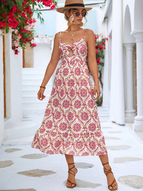 For Gown Midi Flowered Keyhole Women