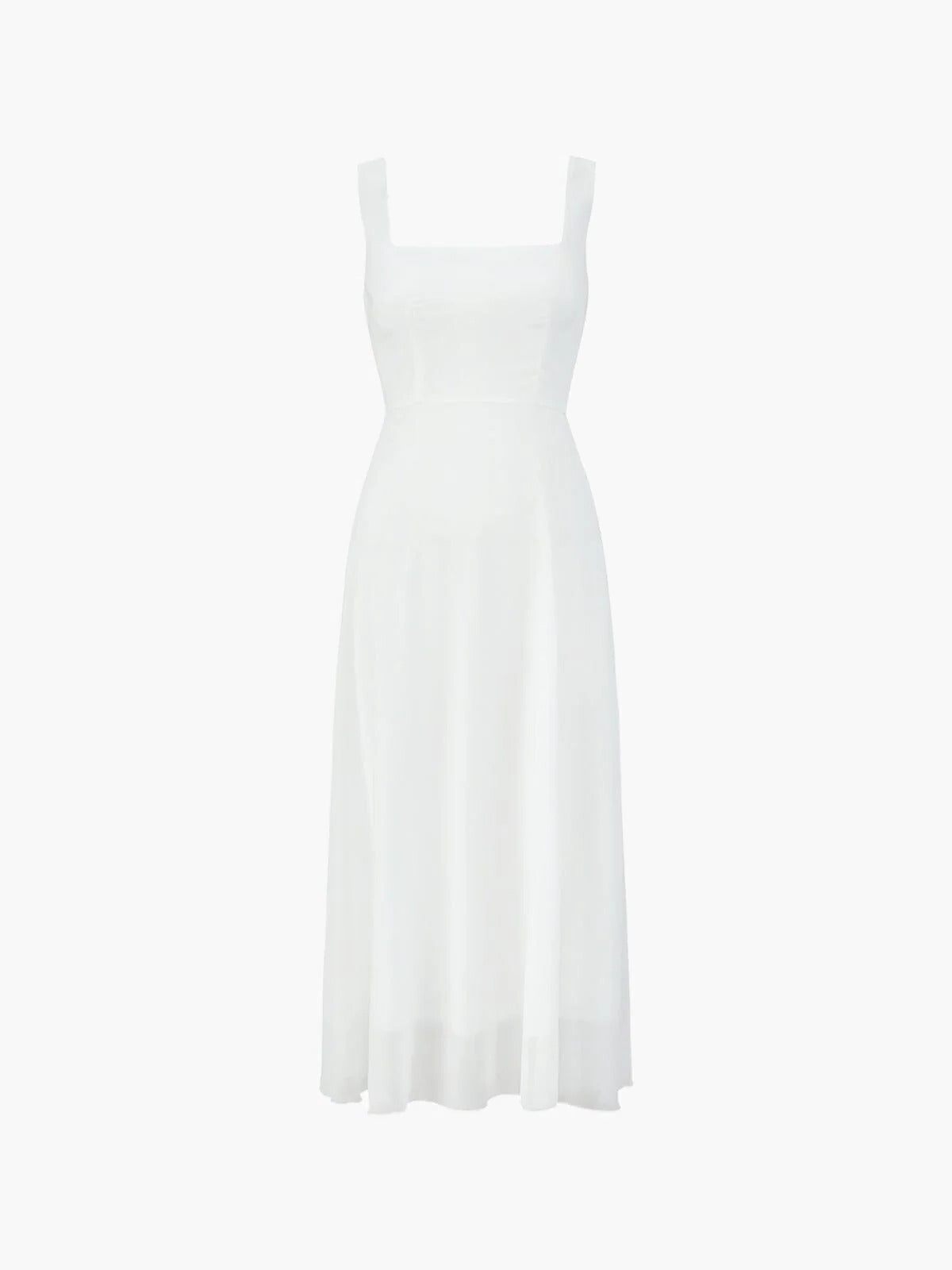 Square Neck Spaghetti Strap Chiffon Fit and Flare Midi Dress 3