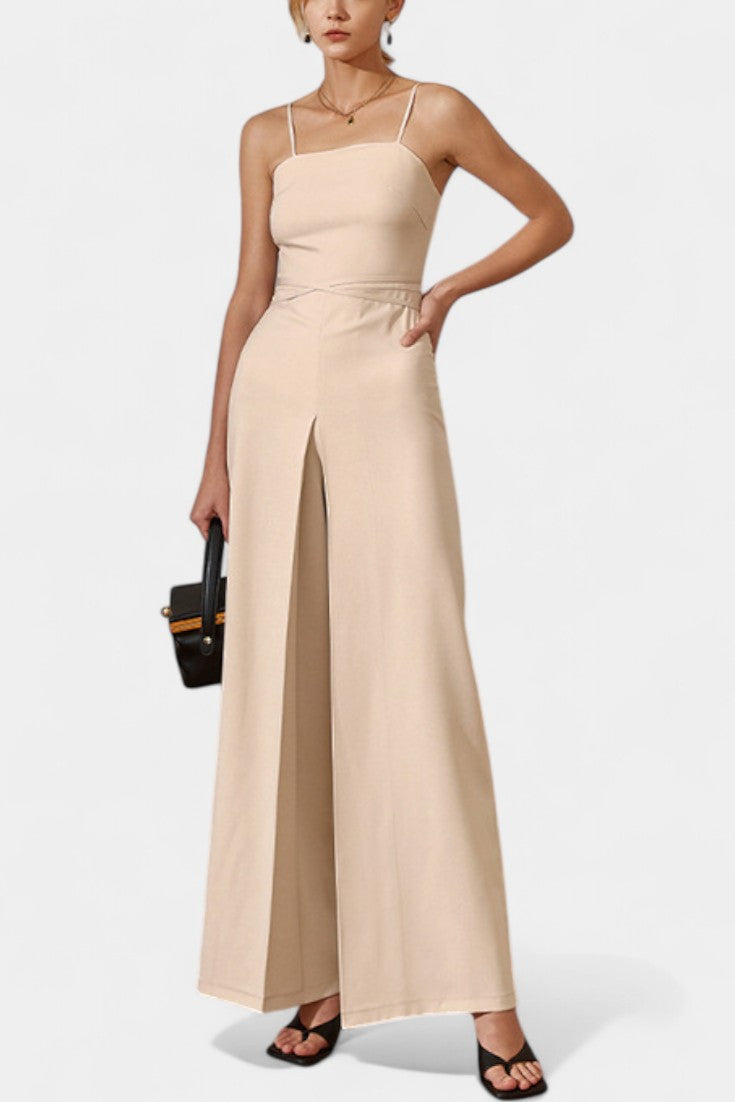 Square Neck Spaghetti Strap Wide Leg Jumpsuit