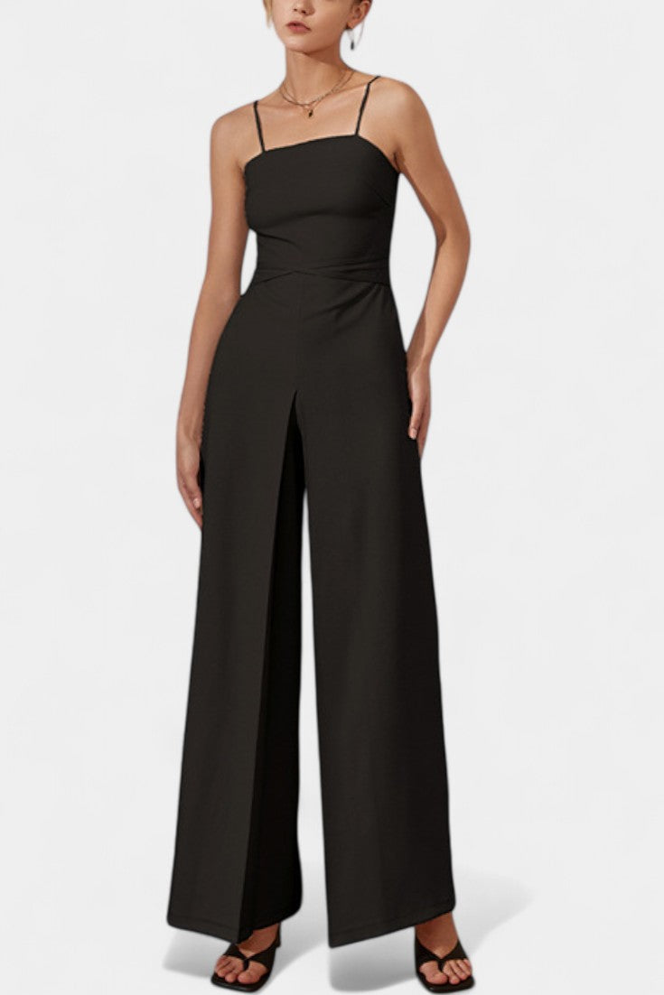 Square Neck Spaghetti Strap Wide Leg Jumpsuit