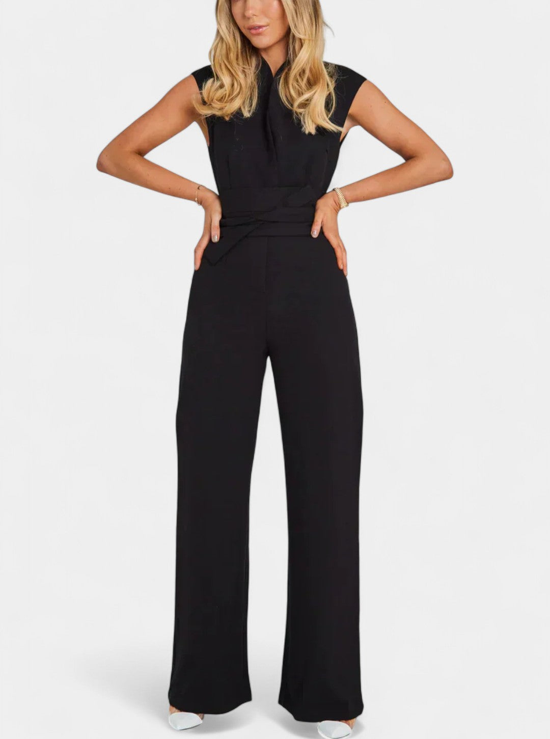 High Neck Sleeveless Wide Leg Jumpsuit