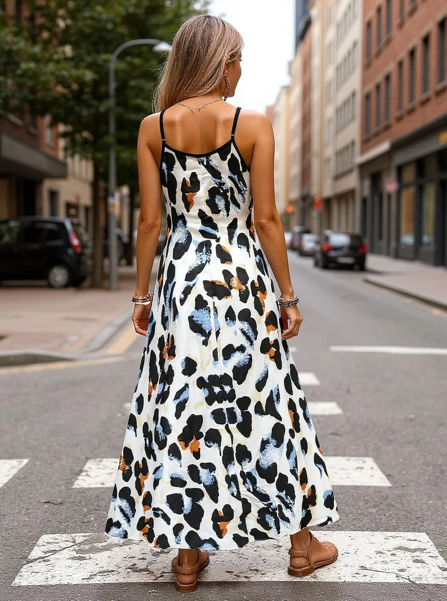 Leopard Print Spaghetti Strap Tiered Maxi Dress 2