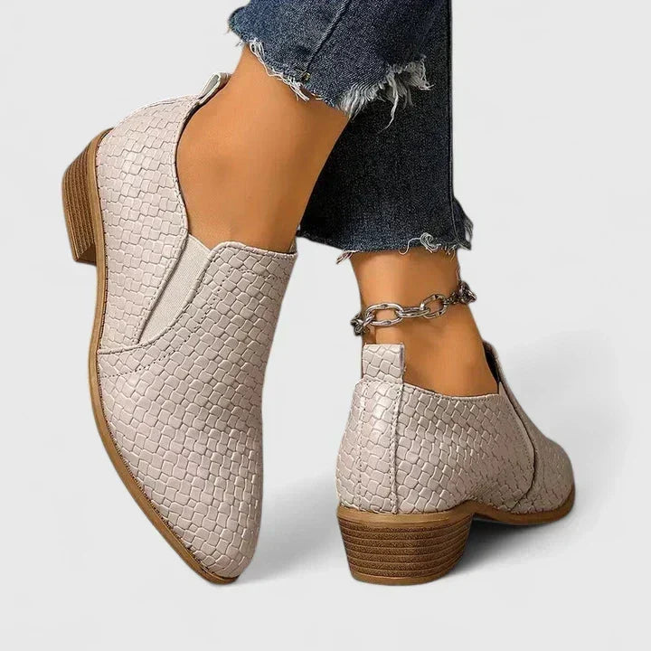 Pointed Toe Croc Textured Slip On Ankle Boots