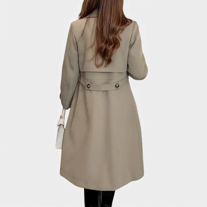 Notch Lapel Double Breasted Longline Trench Coat 2