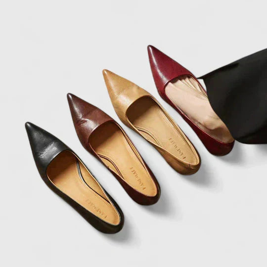 Pointed Toe Slip On Kitten Heel Court Pumps