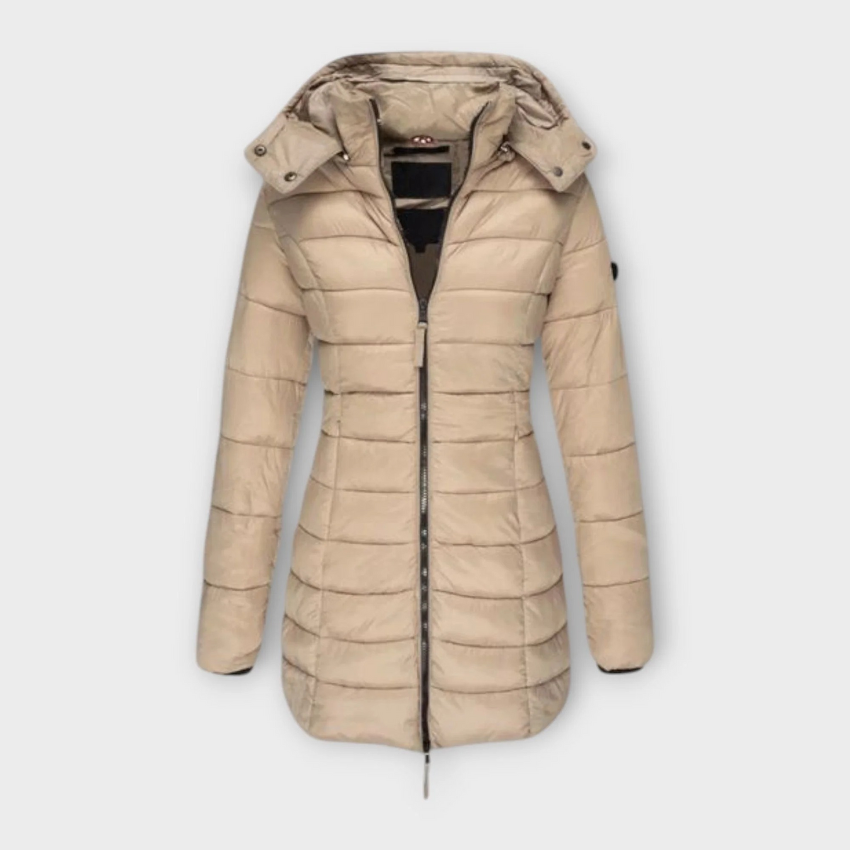Hooded Zip Front Quilted Longline Puffer Coat