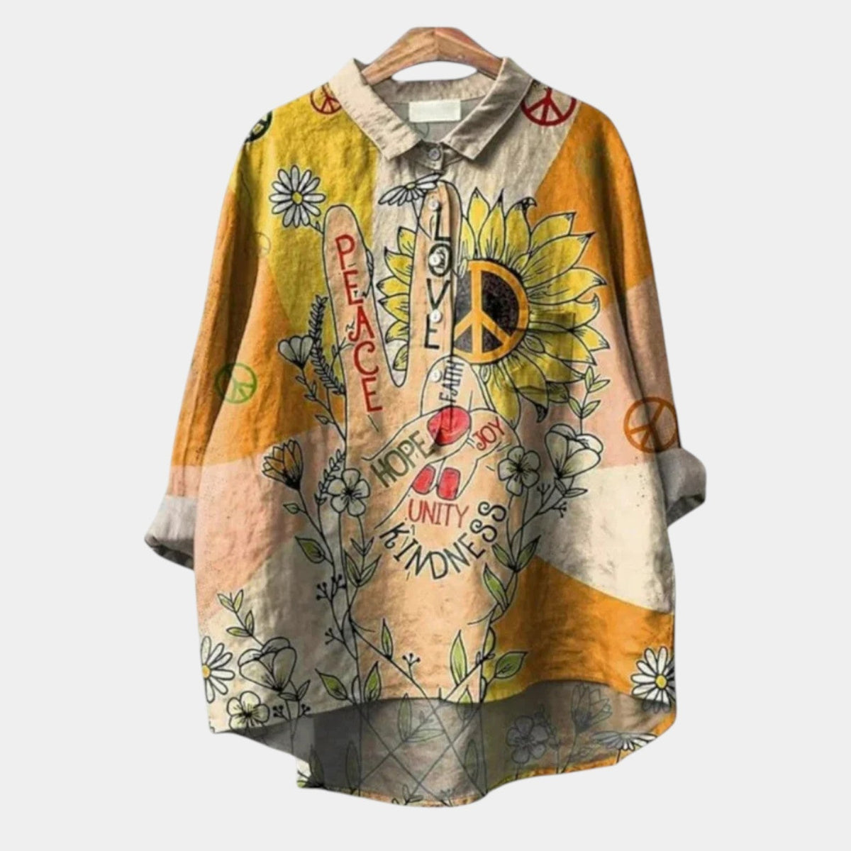 Graphic Floral Print Button Front Long Sleeve Shirt