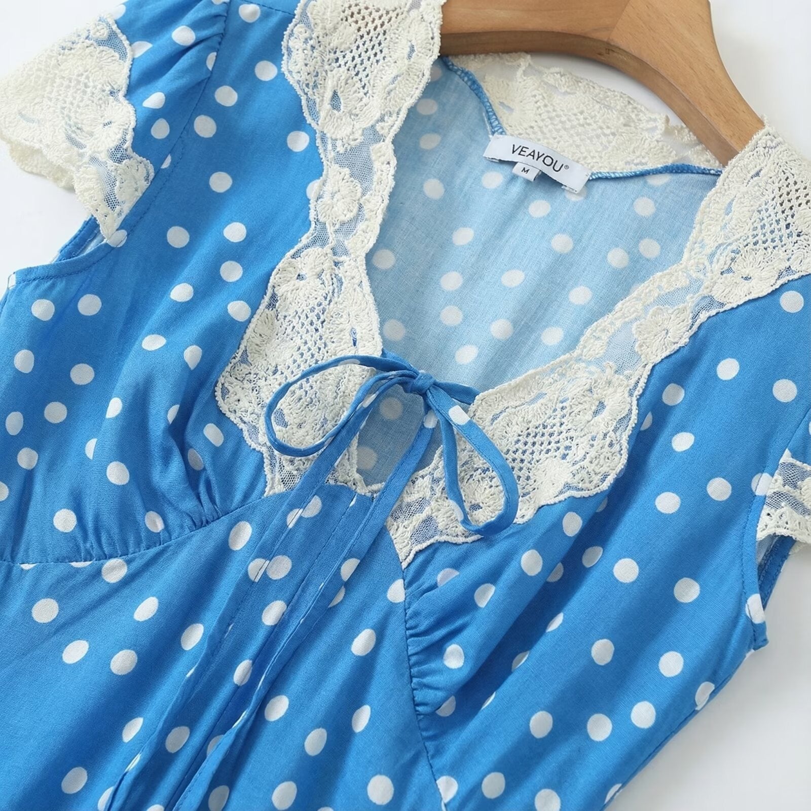 Elmer Blue Polka Dot Chiffon Maxi Dress - View 3