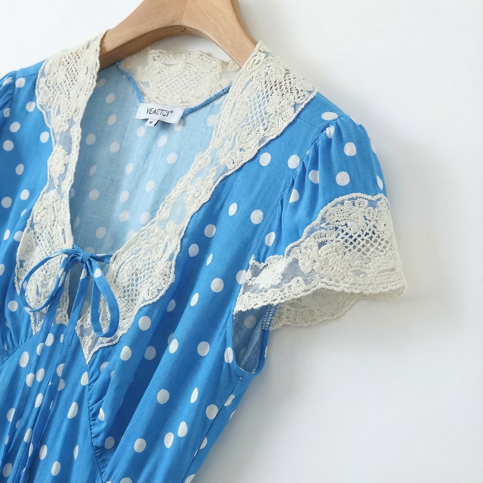 Elmer Blue Polka Dot Chiffon Maxi Dress - View 4
