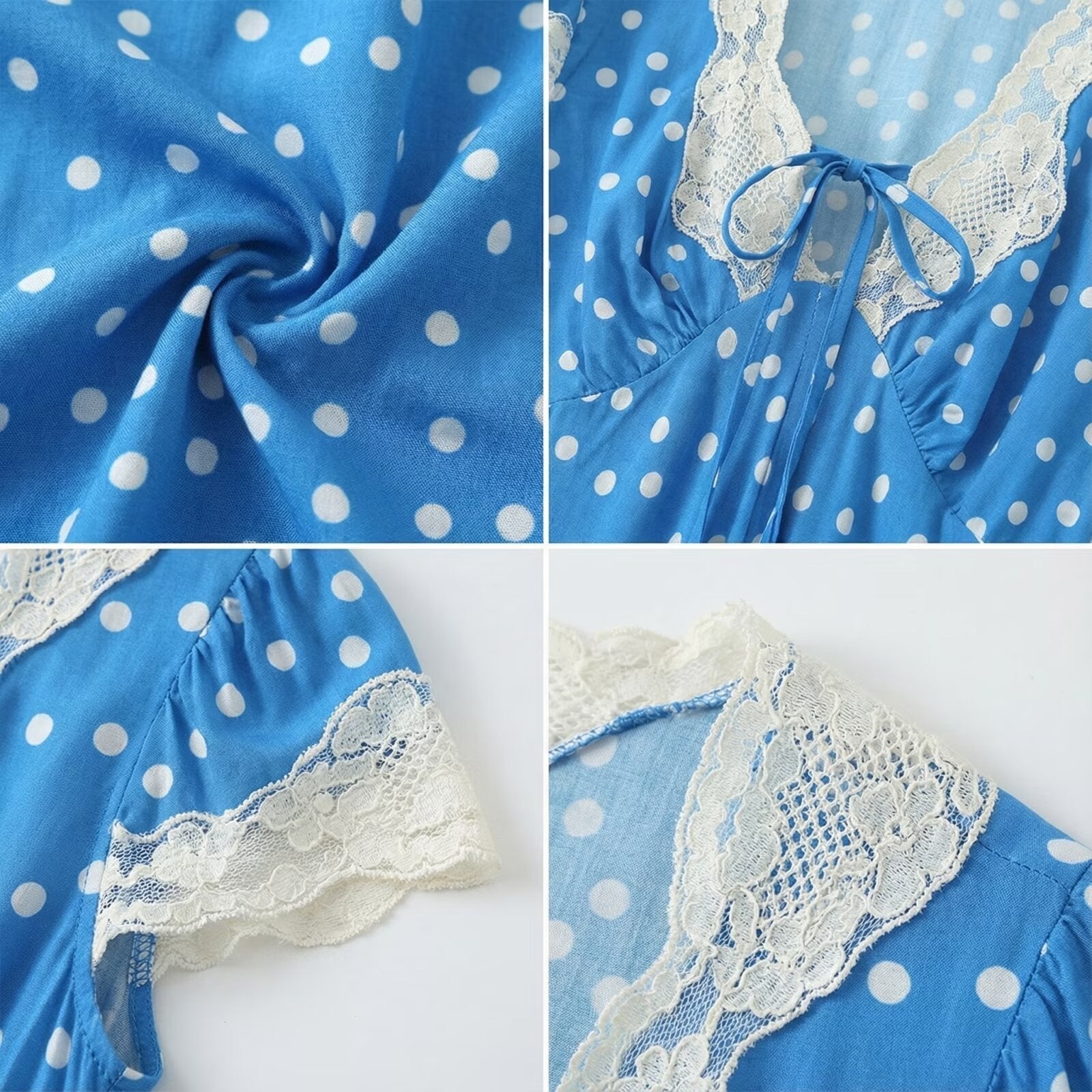 Elmer Blue Polka Dot Chiffon Maxi Dress - View 5