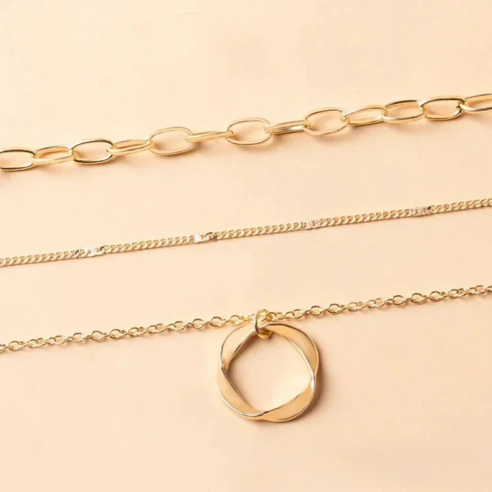 ADRIANA - RETRO LAYERED GOLD NECKLACE