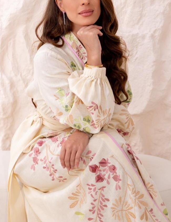 Floral Lace Up Long Sleeve Maxi Dress - View 5