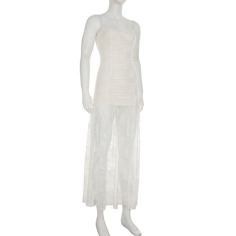 Ilyas Apricot Lace Flower Maxi Dress - View 4