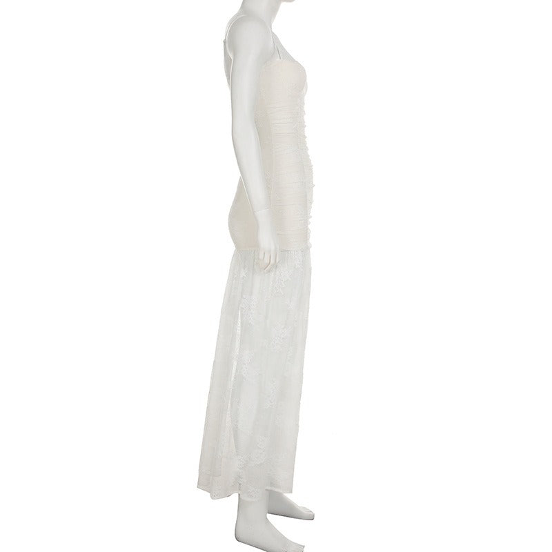 Ilyas Apricot Lace Flower Maxi Dress - View 5