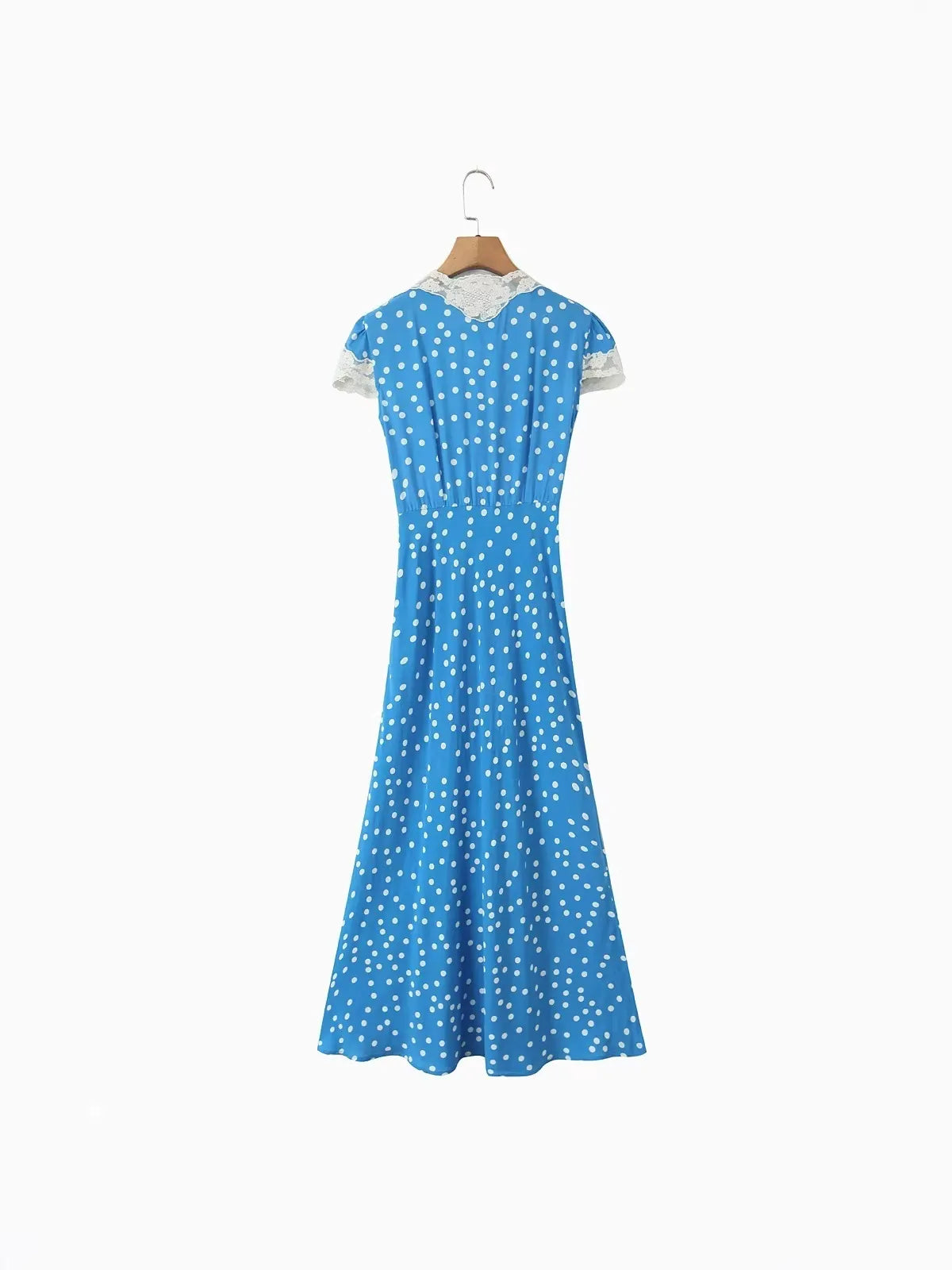 Elmer Blue Polka Dot Chiffon Maxi Dress - View 2