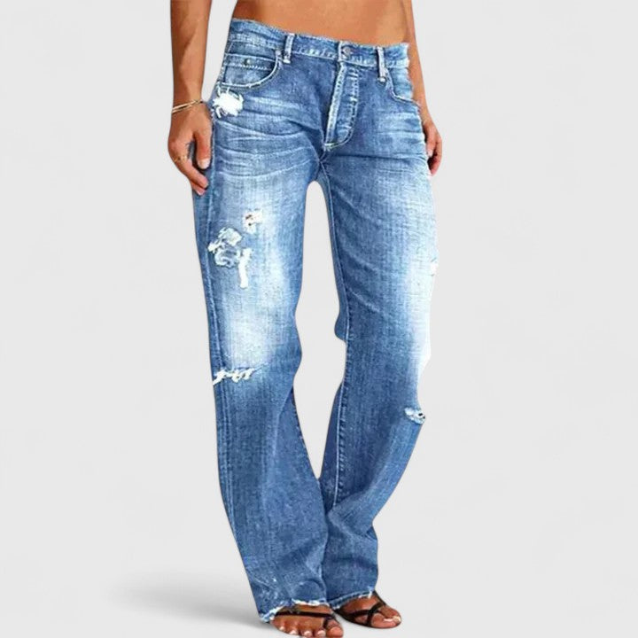 Distressed Ripped Straight Leg Jeans
