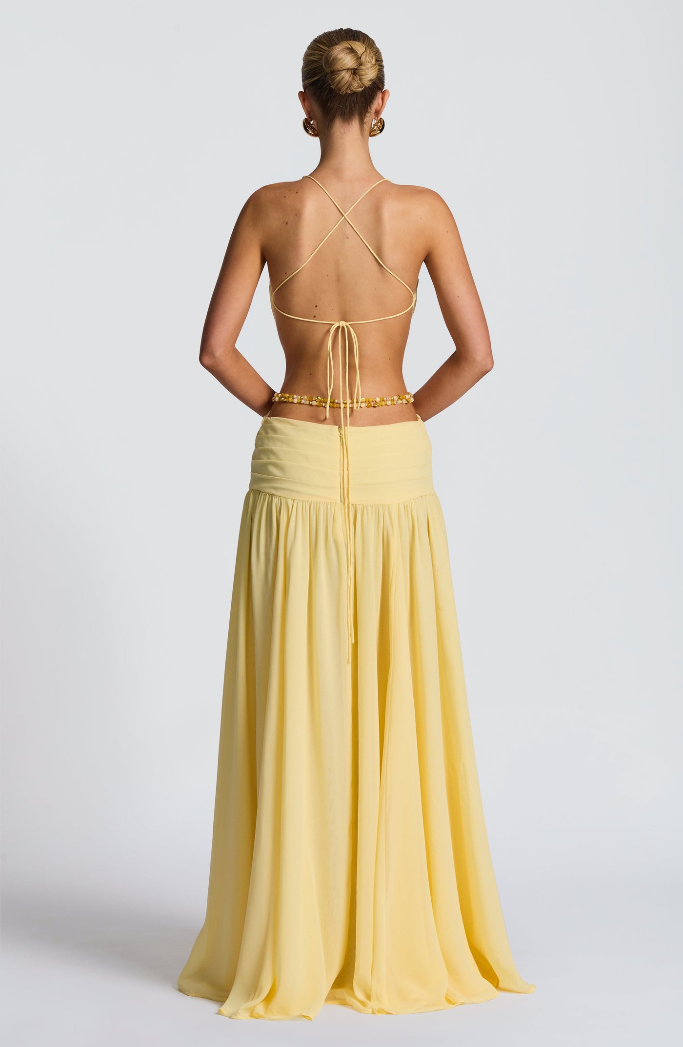 Deep V-Neck Cut Out High Split Chiffon Maxi Dress 3