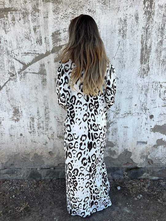 Amberly Stylish Loose Leopard Print Dress for Women Casual Daywear