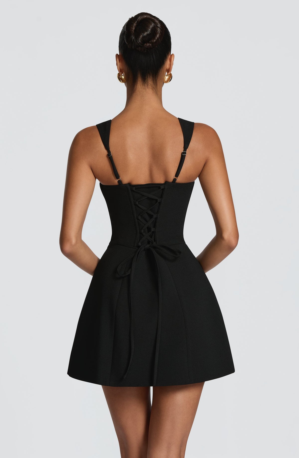 Square Neck Wide Strap Structured Fit and Flare Mini Dress 2