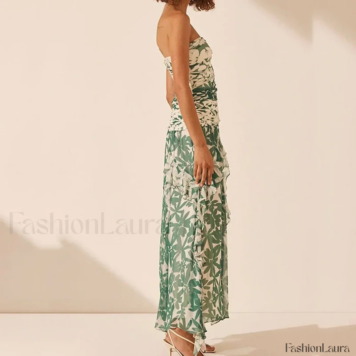 Irregular Print Chiffon Midi Dress