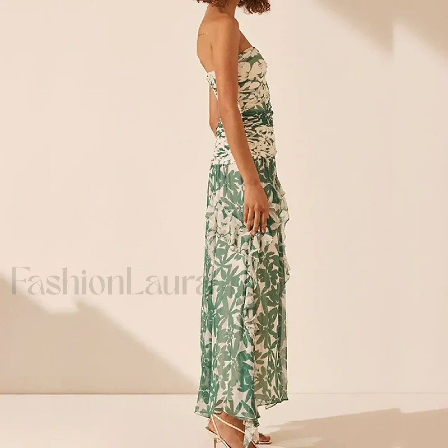 Irregular Print Chiffon Midi Dress