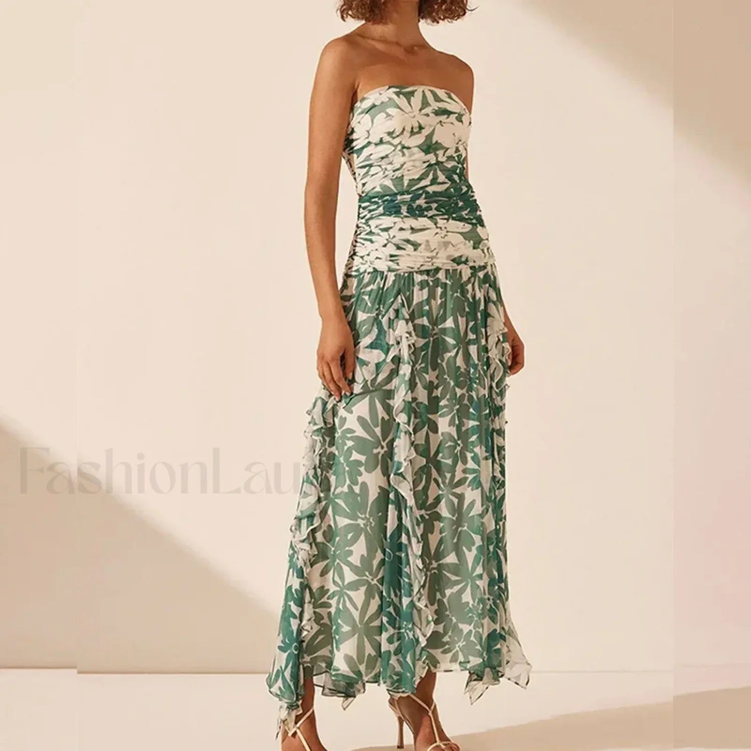 Irregular Print Chiffon Midi Dress