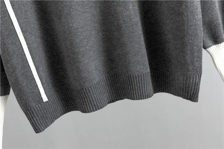 Contrast Trim Sweater and Jogger Pants Two Piece Set