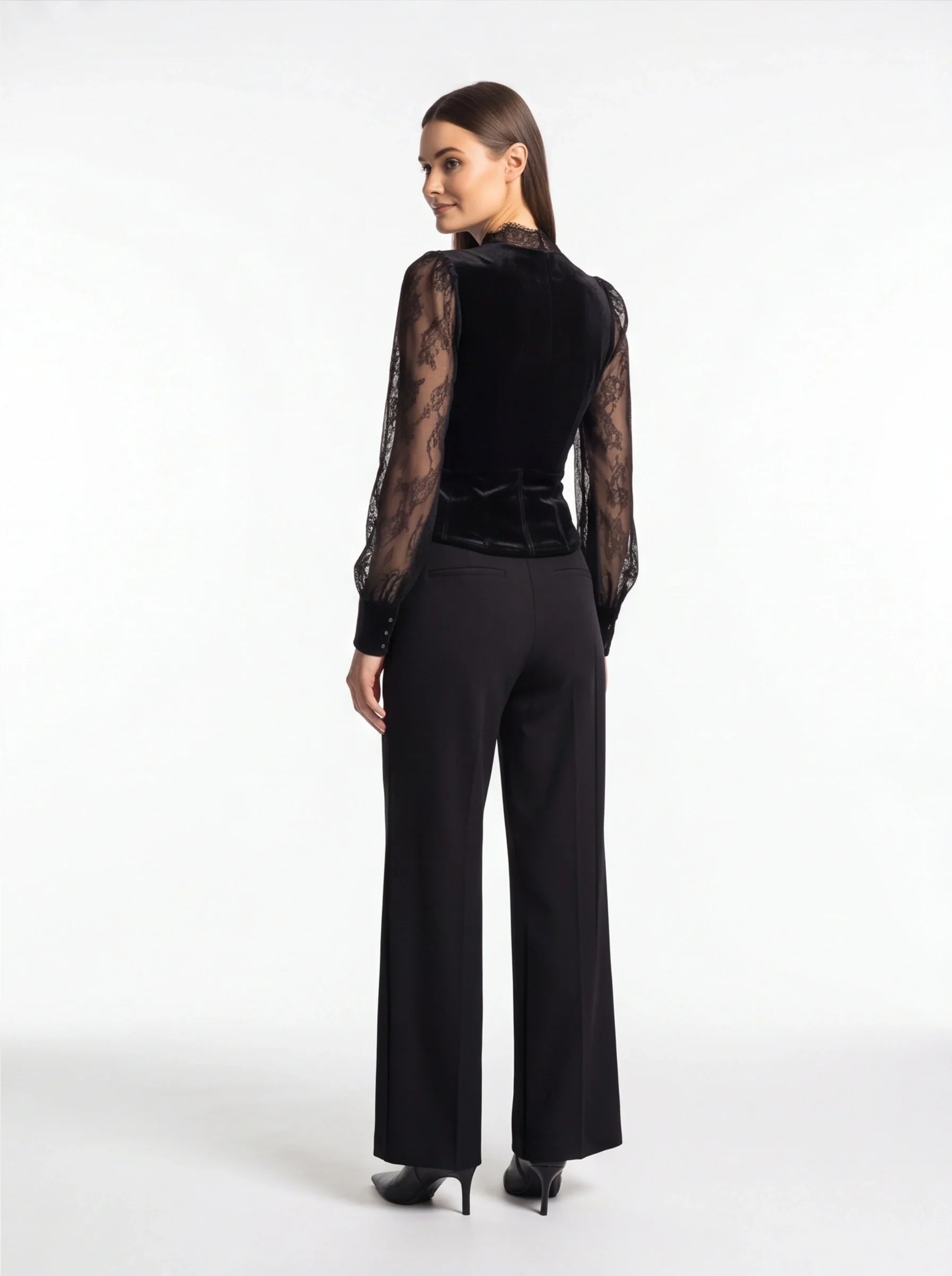 Elegant Sheer Lace Blouse for Women - Long Sleeve, Lightweight Design