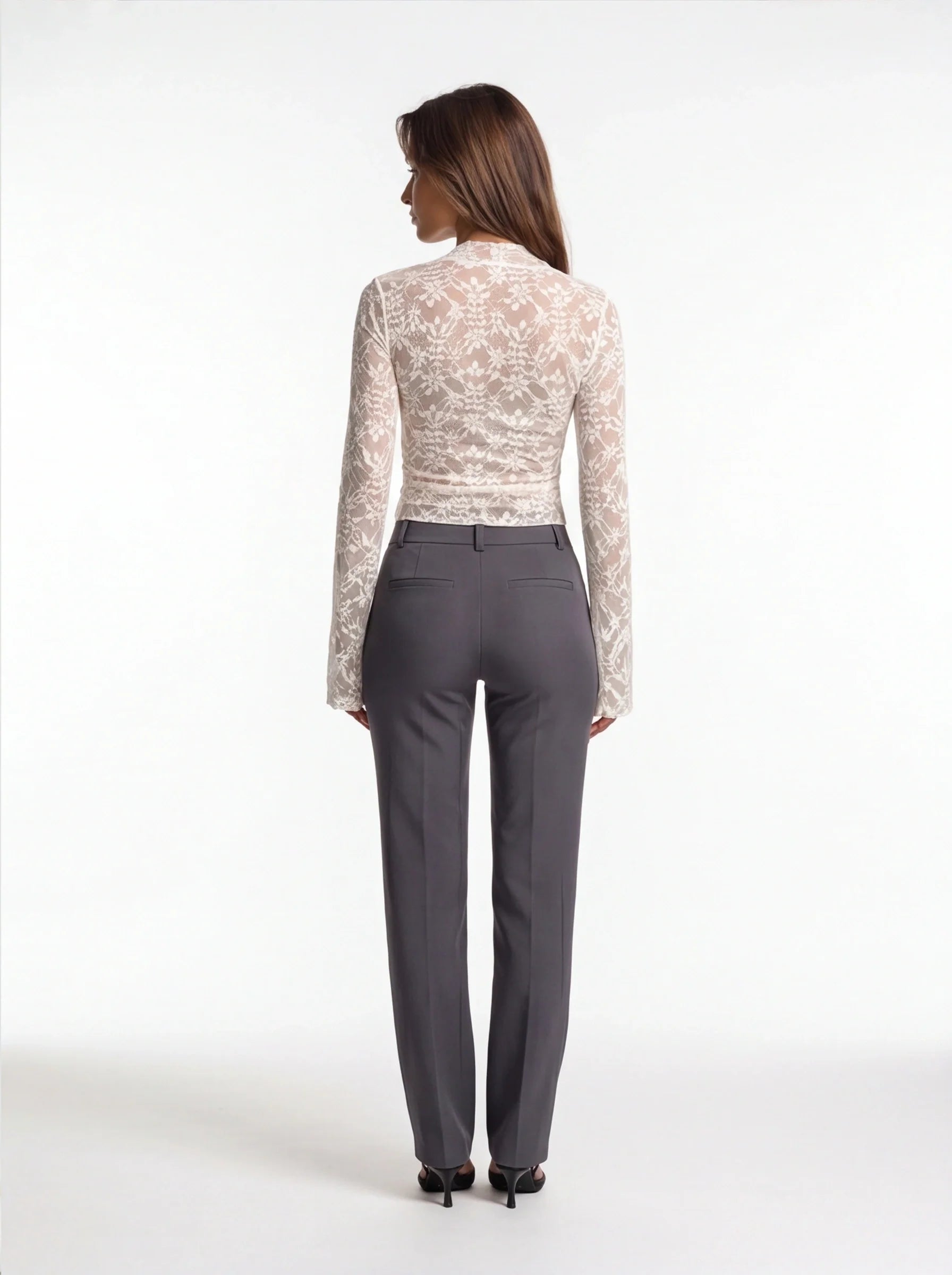 Elegant Romantic Lace Women's Top with Sheer Sleeves and Soft Lining