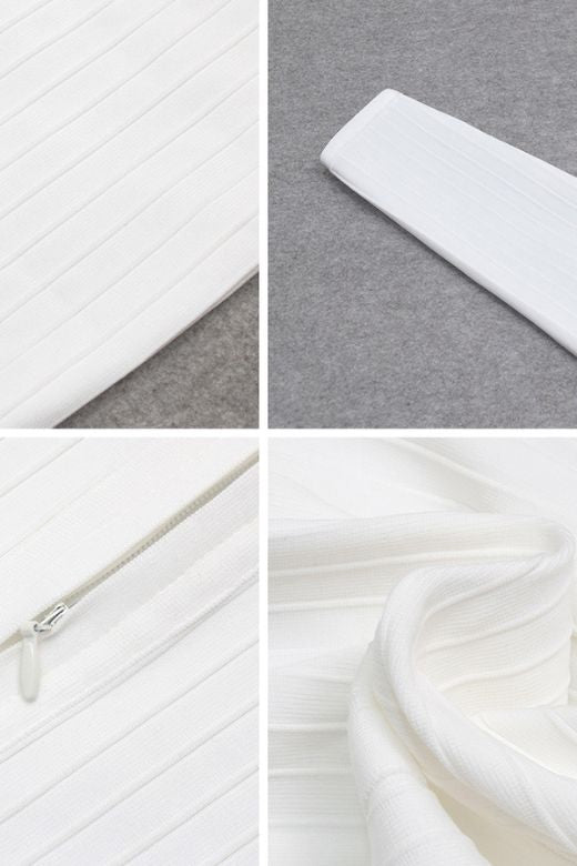 Jane Long Sleeve Bodycon Midi Dress - White Pearl