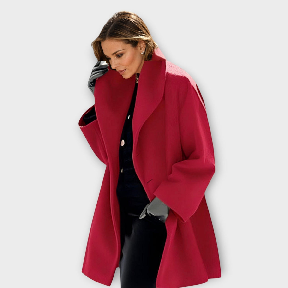 Shawl Collar Longline Wool Look Coat
