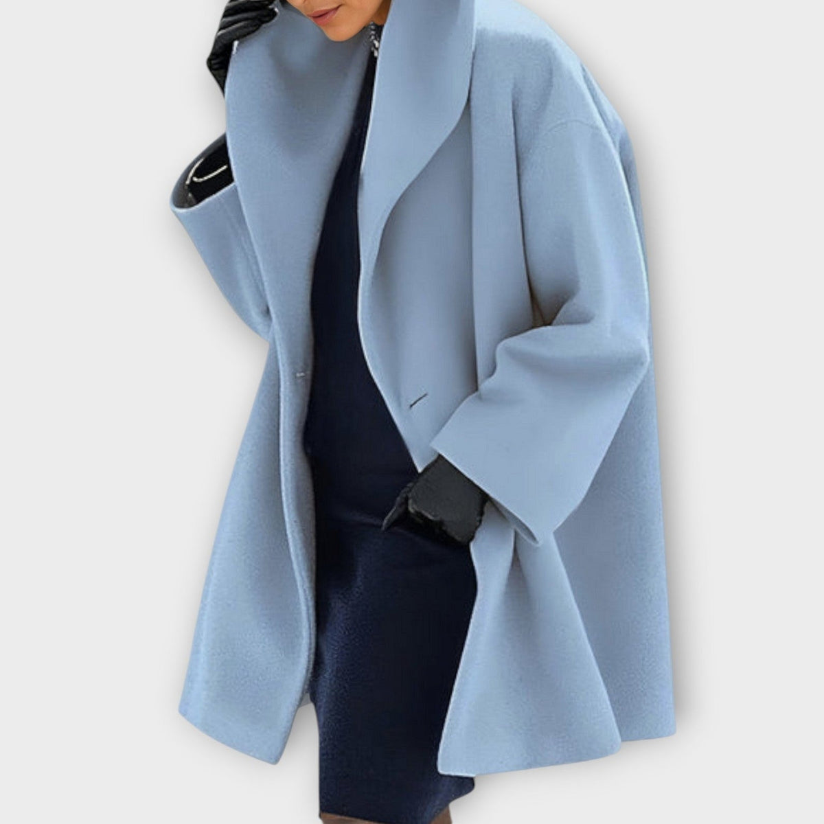 Shawl Collar Longline Wool Look Coat