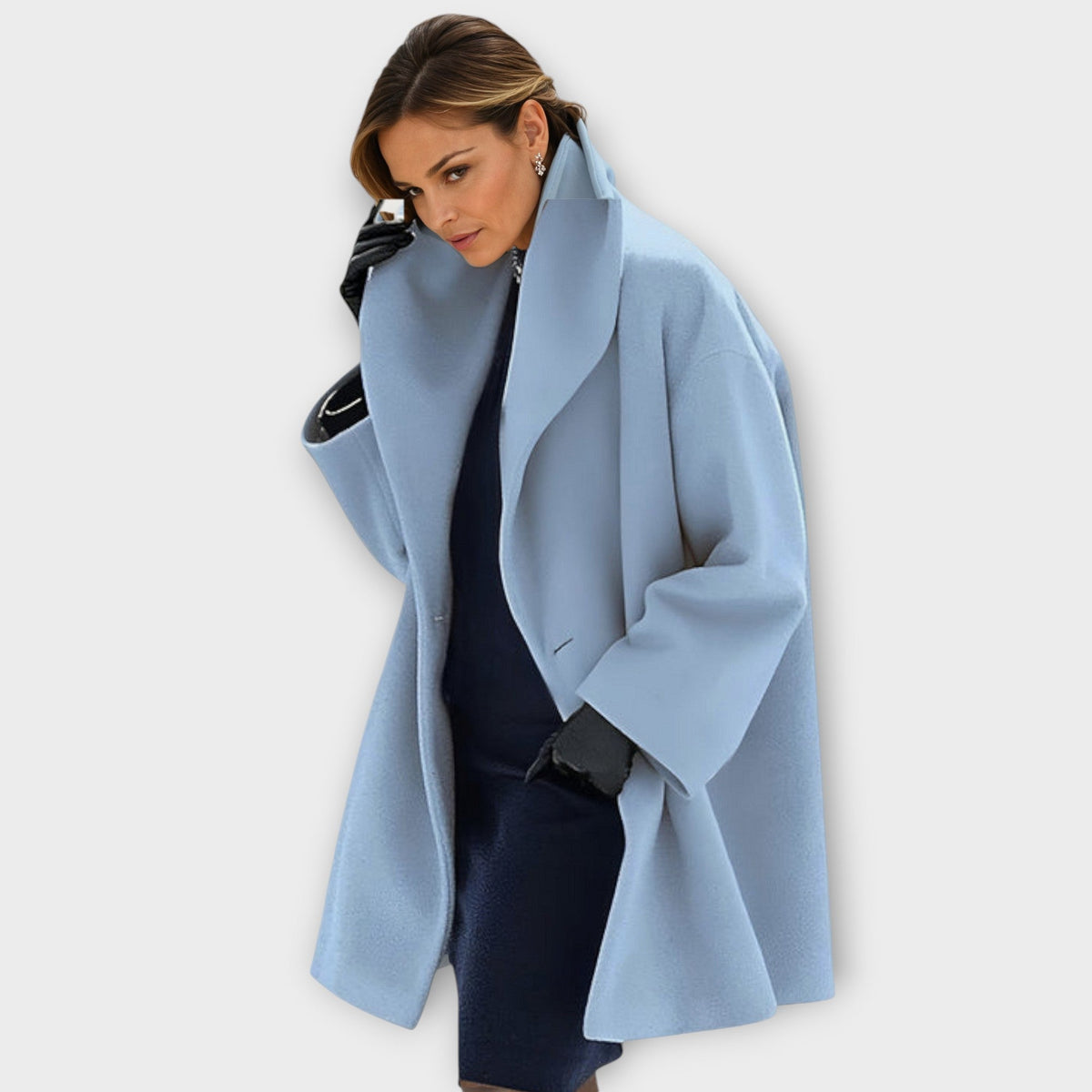 Shawl Collar Longline Wool Look Coat