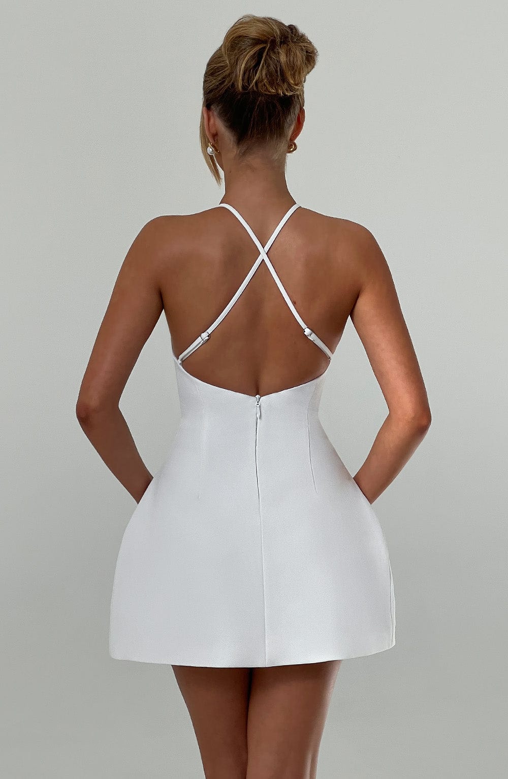 Halter Neck Sculpted Bubble Skirt Mini Dress 10